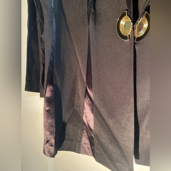 Joseph Ribkoff Vintage Evening Blazer size 10 Black Satin Retro 70s - Picture 4 of 11